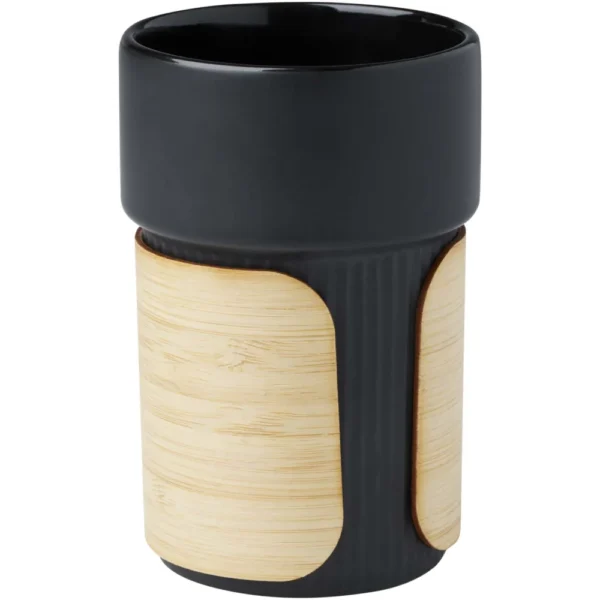 Gobelet Fika de 340 ml avec couvercle en bambou – Noir