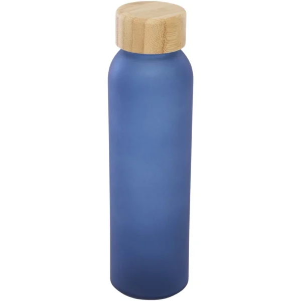 Bouteille en verre sodocalcique mat Lume de 500 ml avec couvercle en bambou – Bleu océan