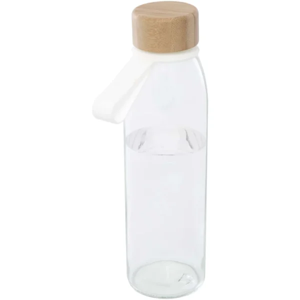 Bouteille d'eau en verre Porto de 500 ml avec poignée en silicone et couvercle en bambou – Translucide