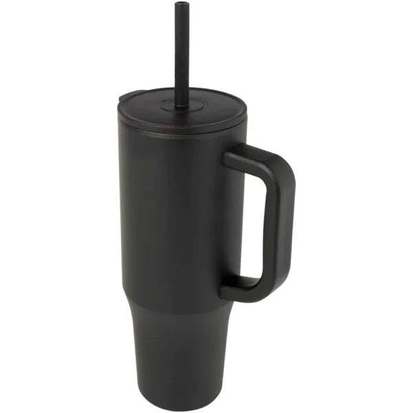 Gobelet isotherme Brady 900 ml certifié RCS avec paille en silicone – Noir