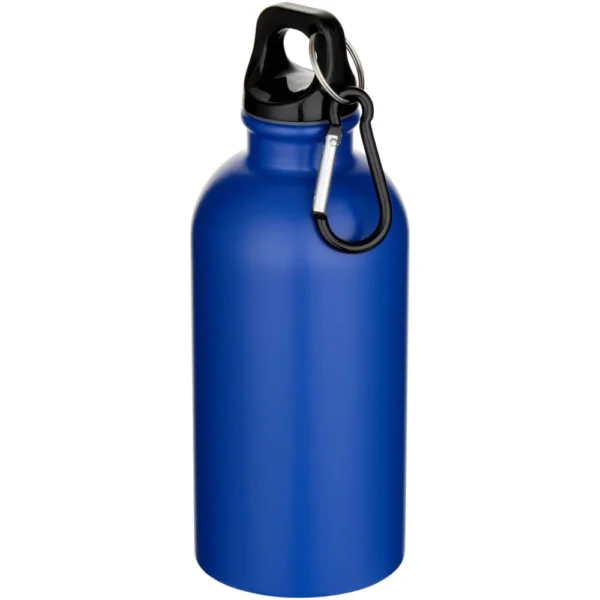 Bouteille d’eau Oregon de 400 ml à simple paroi avec finition MATE, en acier inoxydable recyclé certifié RCS avec mousqueton – Bleu royal