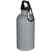 Bouteille d’eau Oregon de 400 ml à simple paroi avec finition MATE, en acier inoxydable recyclé certifié RCS avec mousqueton – Gris