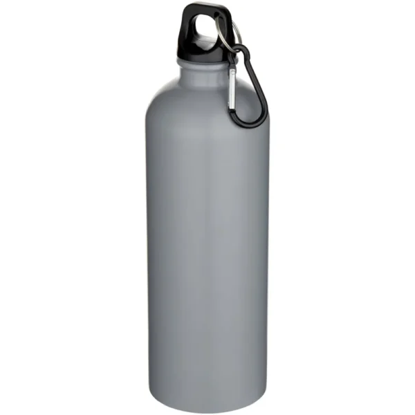 Bouteille d’eau Oregon de 750 ml en acier inoxydable à simple paroi certifiée RCS, recyclé mat avec mousqueton – Gris