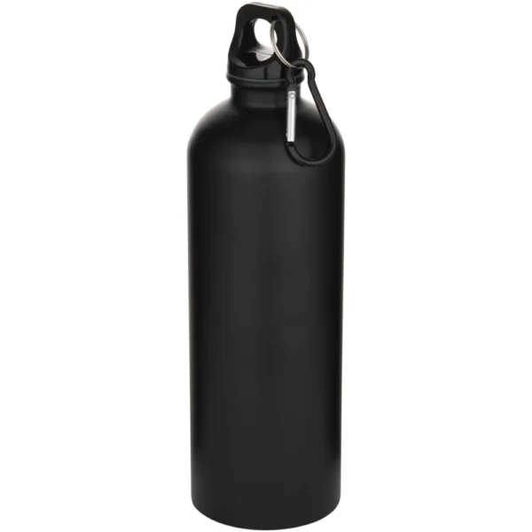 Bouteille d’eau Oregon de 750 ml en acier inoxydable à simple paroi certifiée RCS, recyclé mat avec mousqueton – Noir