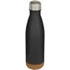 Bouteille d’eau Cove de 500 ml en acier inoxydable isolée sous vide et à double paroi avec détails en liège – Noir