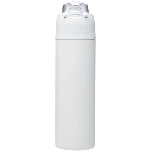Bouteille d'eau Theron 800 ml en acier inoxydable à simple paroi recyclé RCS, avec bouchon à double fonction et paille rabatt