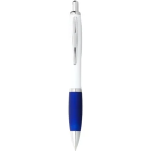 Stylo bille avec corps blanc et grip coloré Nash (encre noire) – Blanc