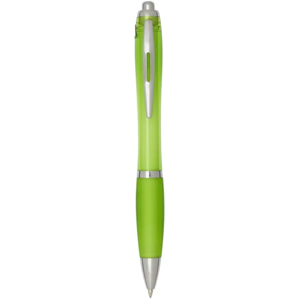 Stylo bille en plastique recyclé RCS avec corps et grip colorés (encre noire) Nash – Citron vert