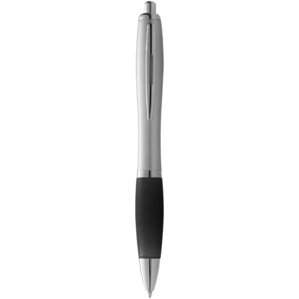 Stylo bille avec corps argenté et grip coloré Nash (encre bleue) – Argent