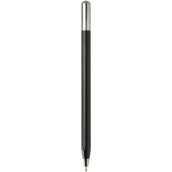 Stylo à bille à mécanisme rotatif SMART en aluminium recyclé (encre noire) – Noir