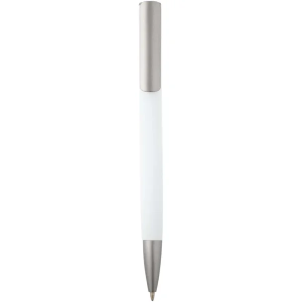 Stylo bille Ziguur en aluminium recyclé (encre bleue) – Blanc