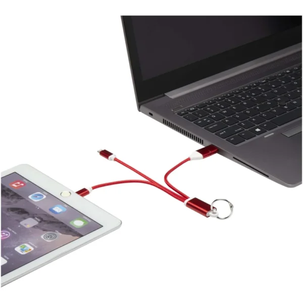 Câble de charge 4-en-1 Metal en aluminium recyclé avec porte-clés