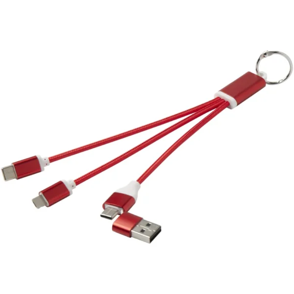 Câble de charge 4-en-1 Metal en aluminium recyclé avec porte-clés