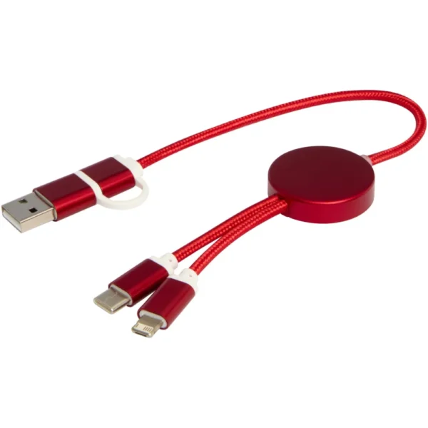 Câble 5 en 1 Alasia en aluminium et plastique recyclés de 30 cm pour la synchronisation des données et la charge rapide de 27 Câble 5 en 1 Alasia en aluminium et plastique recyclés de 30 cm pour la synchronisation des données et la charge rapide de 27