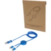 Câble 5 en 1 Alasia en aluminium et plastique recyclés de 150 cm pour la synchronisation des données et la charge rapide de 2 – Bleu royal