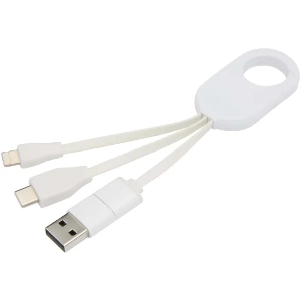 Câble de charge 4 en 1 Troop en plastique recyclé – Blanc