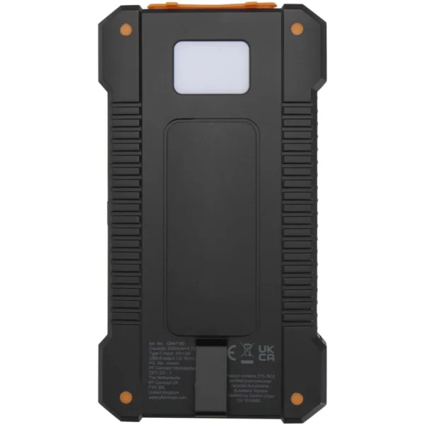 Batterie de secours solaire Altair robuste de 5 000 mAh et 10 W en plastique recyclé avec lampe de poche intégrée