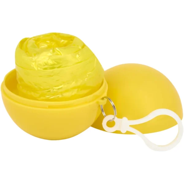 Poncho anti-brouillard dans un étui rond en plastique avec mousqueton – Jaune
