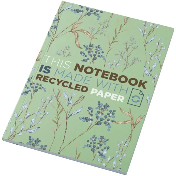 Cahier Novella Austen Colours recyclé A5 à couverture souple de 50 feuilles – Vert