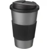 Gobelet isolant Americano® 350ml avec bandeau antidérapant et couvercle anti-fuite – Argent